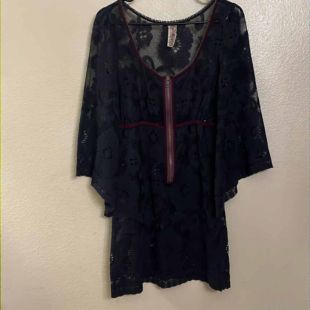 Free People Sheer Floral Cover Up Mini Dress SP